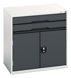 verso drawer-door cabinet with 2 drawers / cupboard. WxDxH: 800x550x800mm. RAL 7035/5010 or selected Bott Verso Drawer Cabinets 800 x 550  Tool Storage for garages and workshops